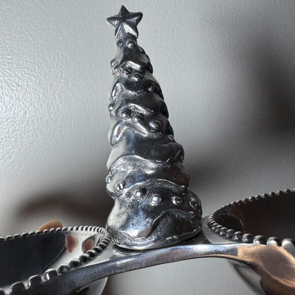 Vintage Mariposa Christmas Tree Double Bowl Serving Dish - Picture 5 of 12